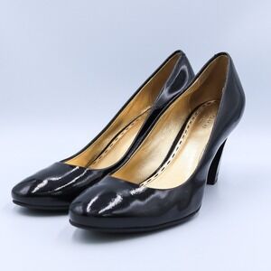 Coach Sheri Patent Leather Pumps Women 9B Black Round Toe Block Heel A3945 F2080